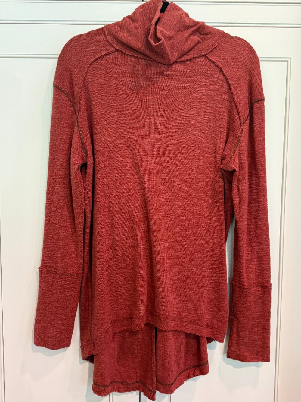 Women's Free People Split Back Turtleneck Red/Orange/Sienna M